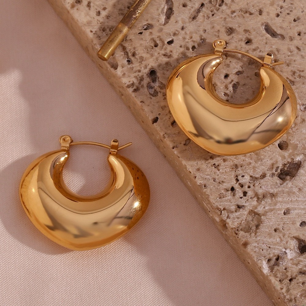 18K Gold Plated Hoop Earrings*Chunky Heart Earrings*Waterproof Jewelry - Picture 6 of 11